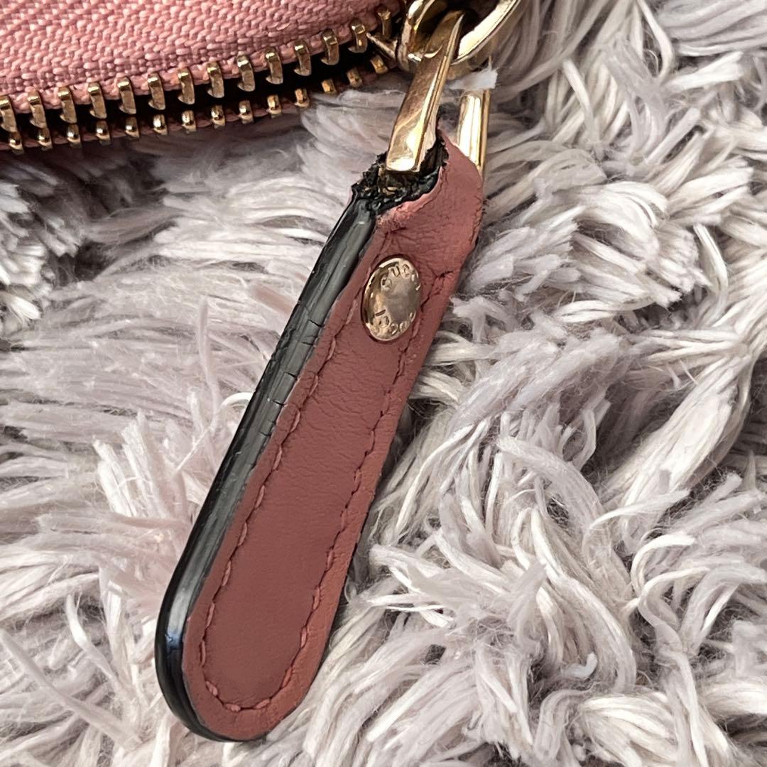 美品✨GUCCI マイクロシマ　ラウンドファスナー　長財布　レディース　ピンク