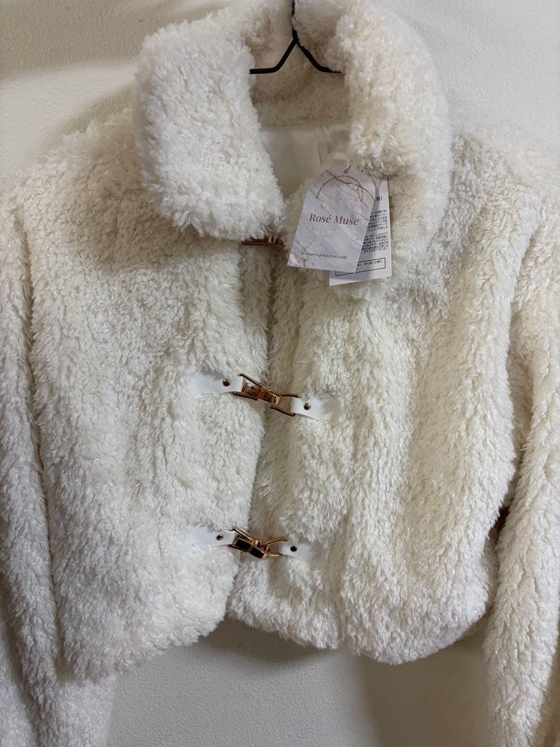 ロゼミューズ Rose Muse Bit fur coat ホワイト