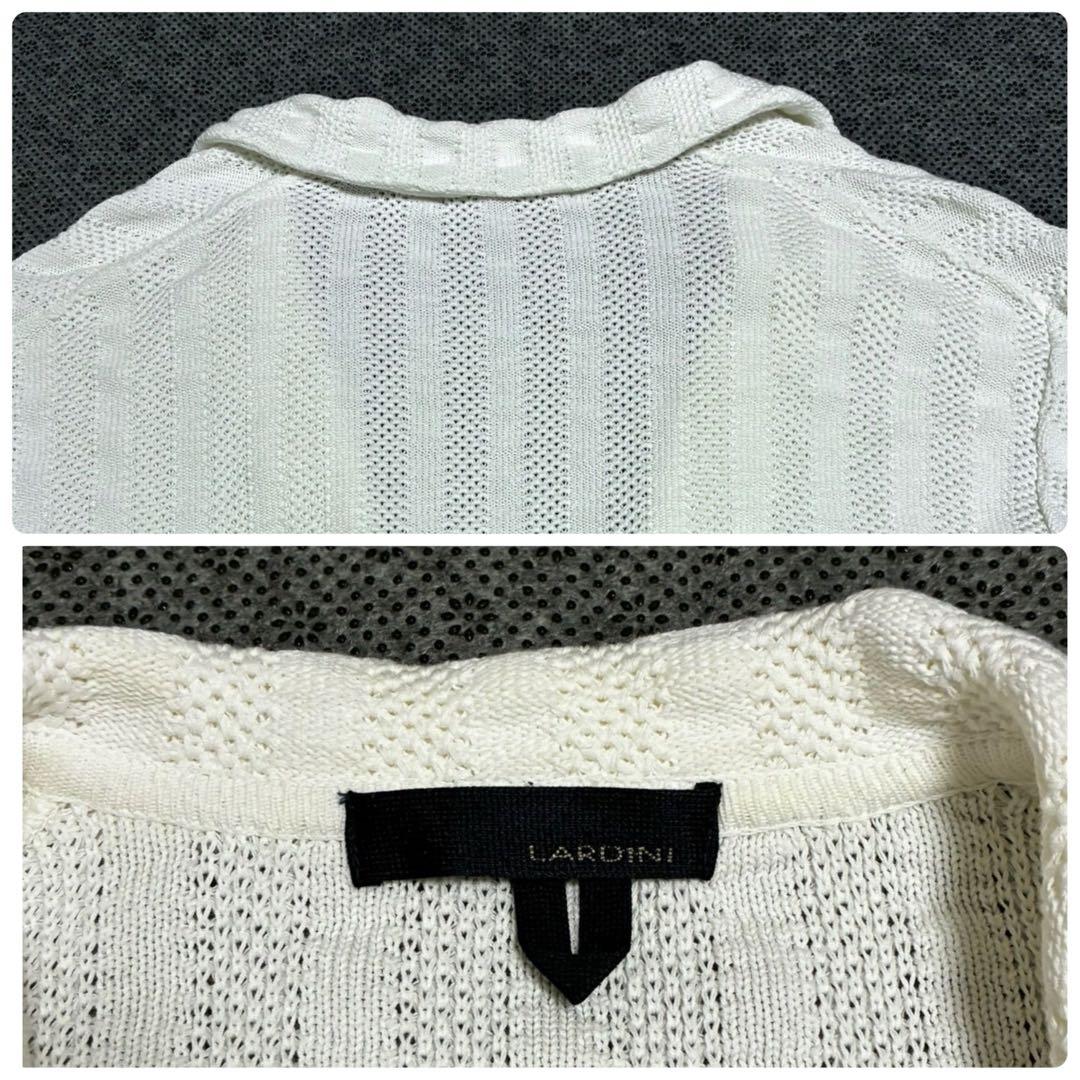 美品/XL LARDINI テーラードジャケット　ブートニエール　ニット　白