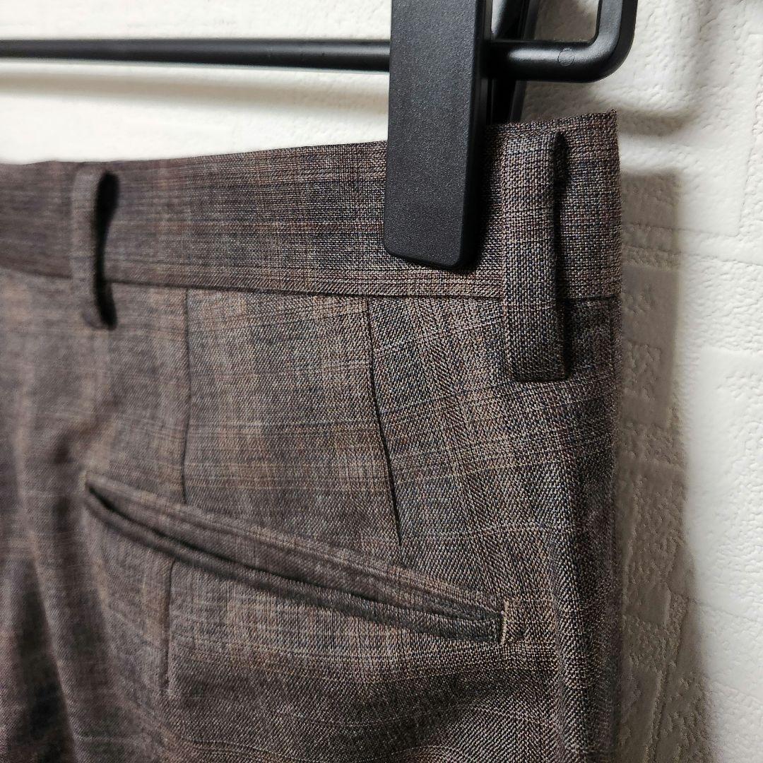 ダーバン　メンズ　スーツ　セットアップ　ブラウン　チェック　細身