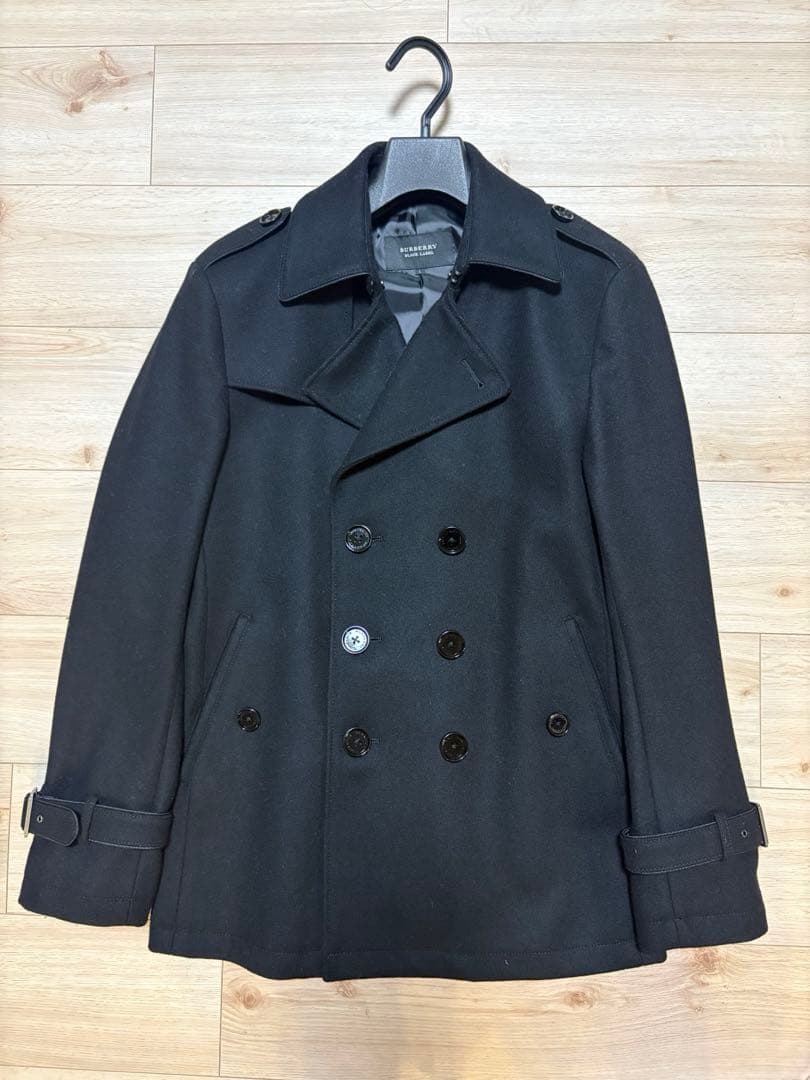BURBERRY BLACK LABEL ブラック ピーコート　ラビットファー付