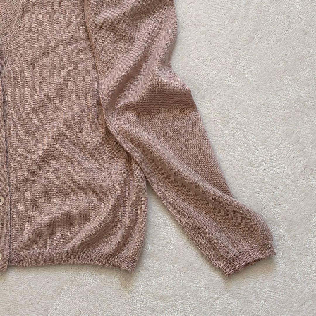 MIU MIU カシミヤシルク Vネック カーディガン ピンクベージュ 42