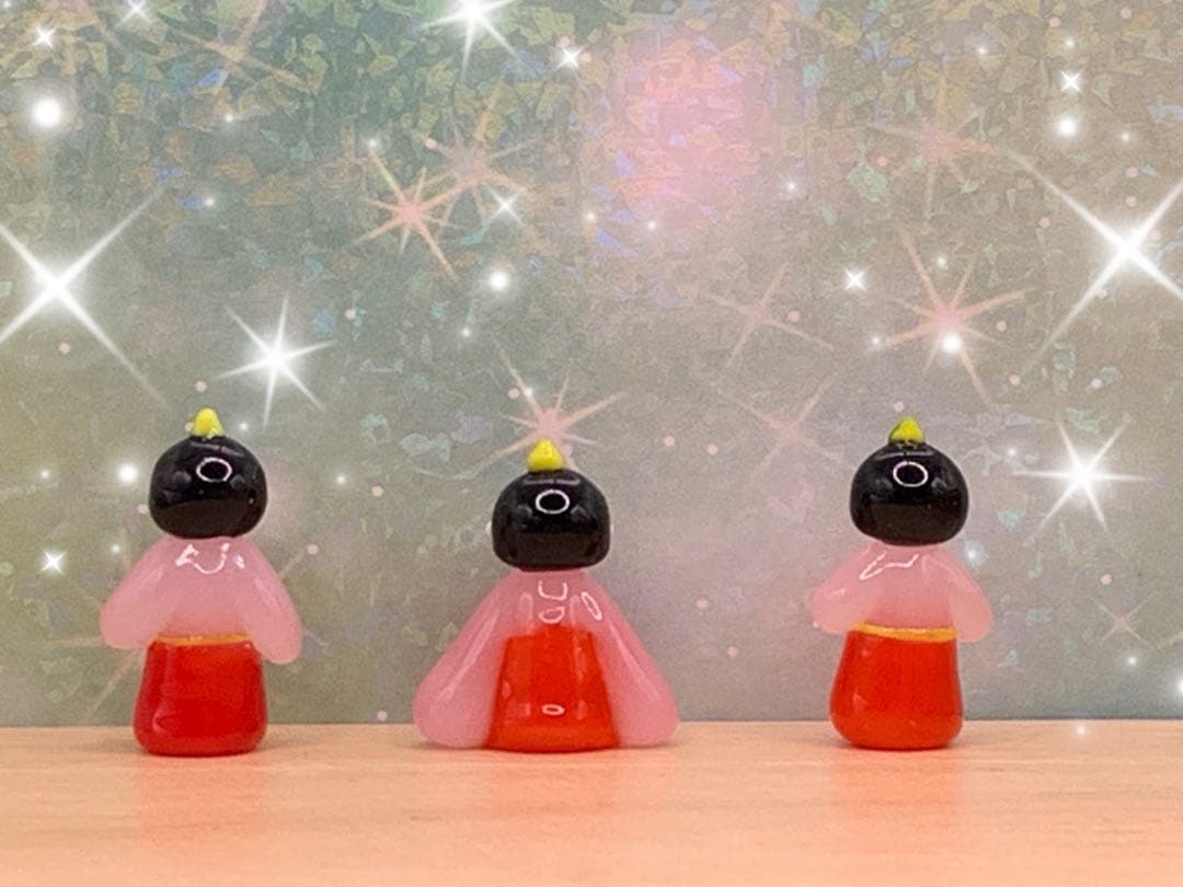 可愛い*°♡満開花ざかり雛☆ミニチュア　ガラス細工☆ひな祭り　桃の節句