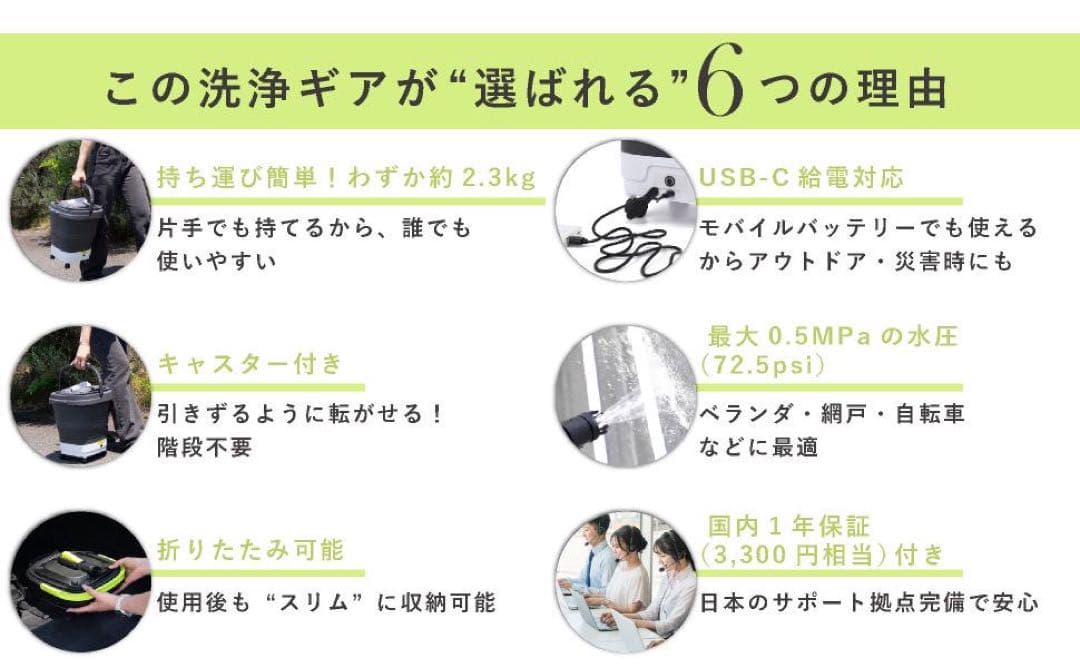 【新品】高圧洗浄機 キャスター付きポータブル洗浄機 グリーン