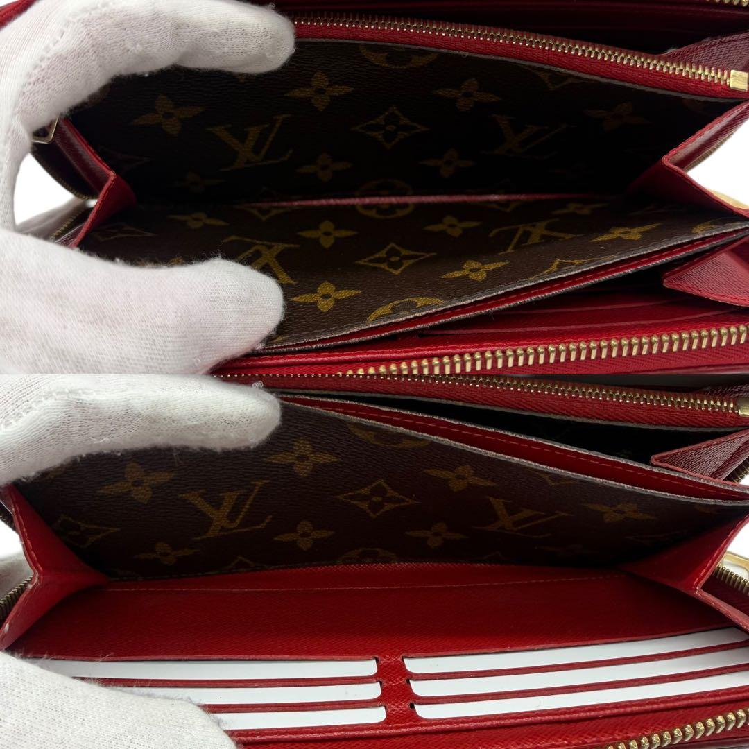 ルイヴィトン　ジッピーウォレット　レティーロ　ラウンドファスナー　モノグラム　赤