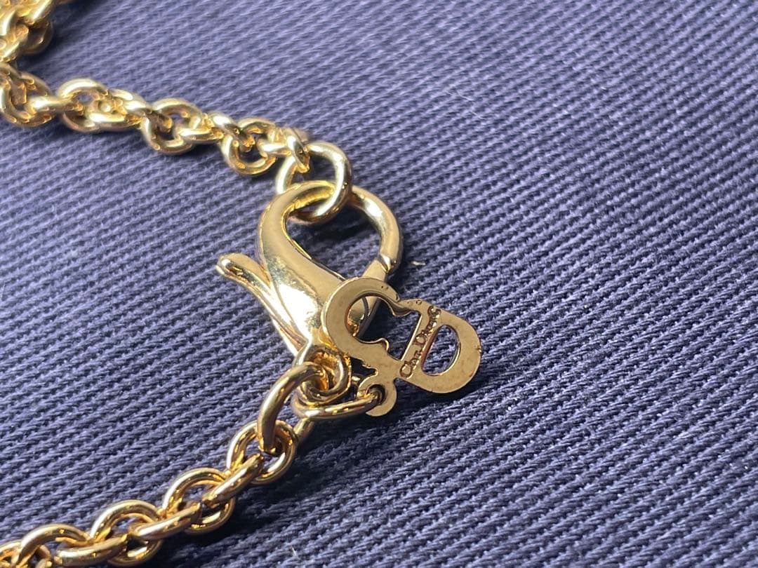 【極美品】ChristianDior ロゴ　ラインストーン ネックレス ゴールド