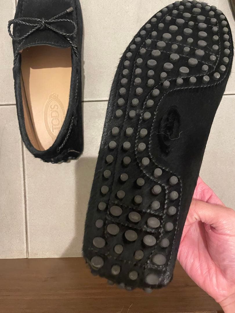 トッズ　メンズ　ハラコ　ブラック　7ハーフ