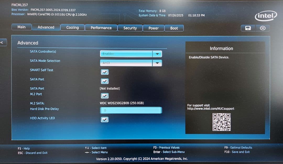 Intel NUC 小型PC 第10世代 SSD250GB Win11導入済