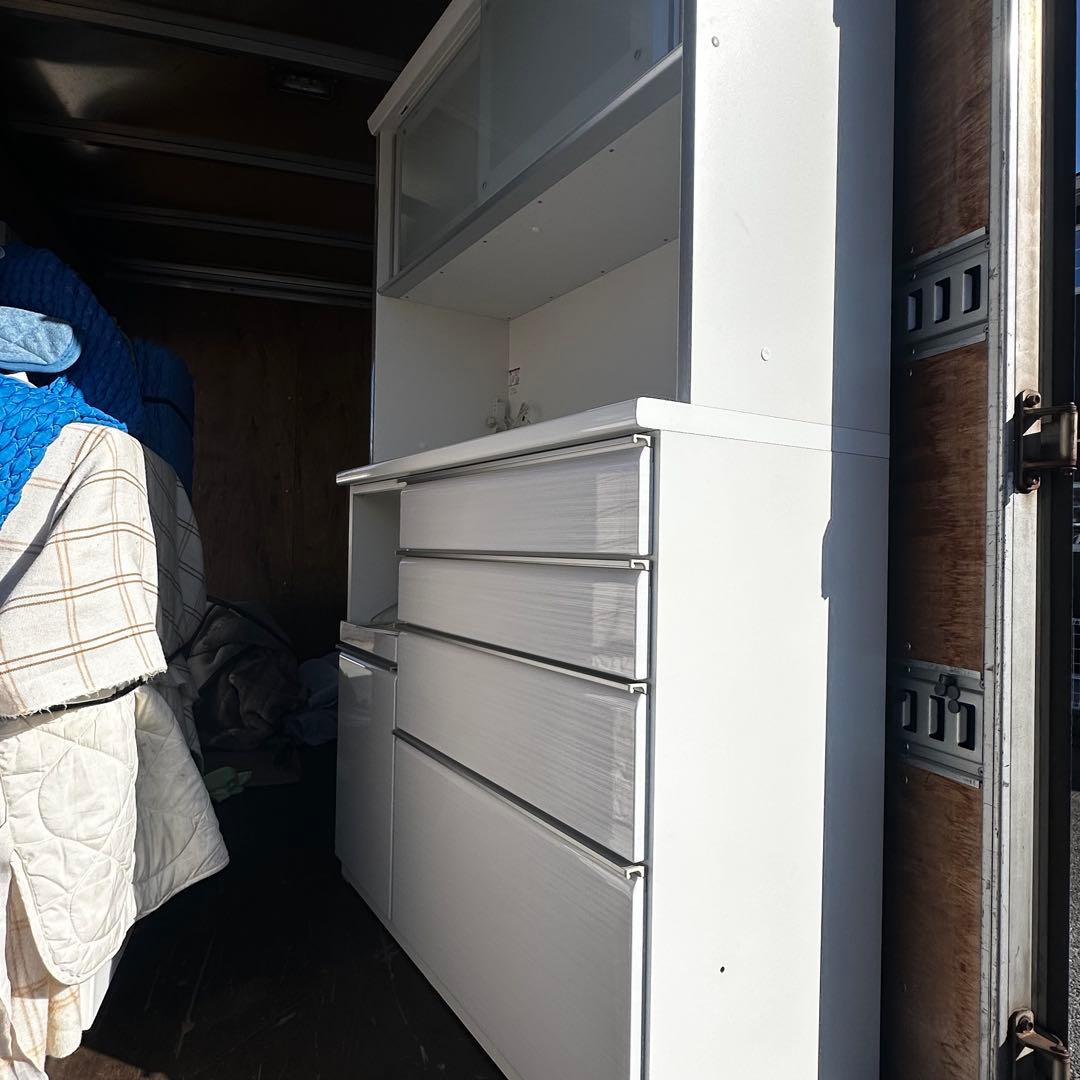 松田家具 キッチンボード 食器棚 幅117.5cm ソフトクローズ