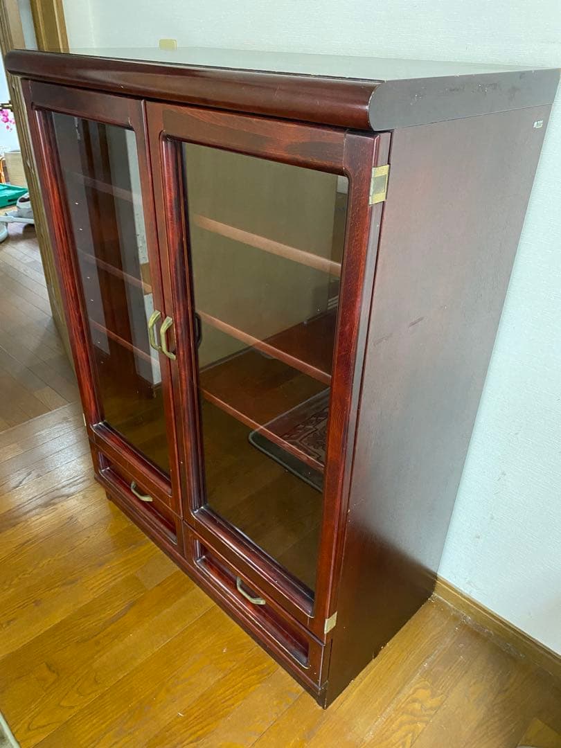 karimoku オールド カリモク キャビネット 木製 ボード ガラス扉付