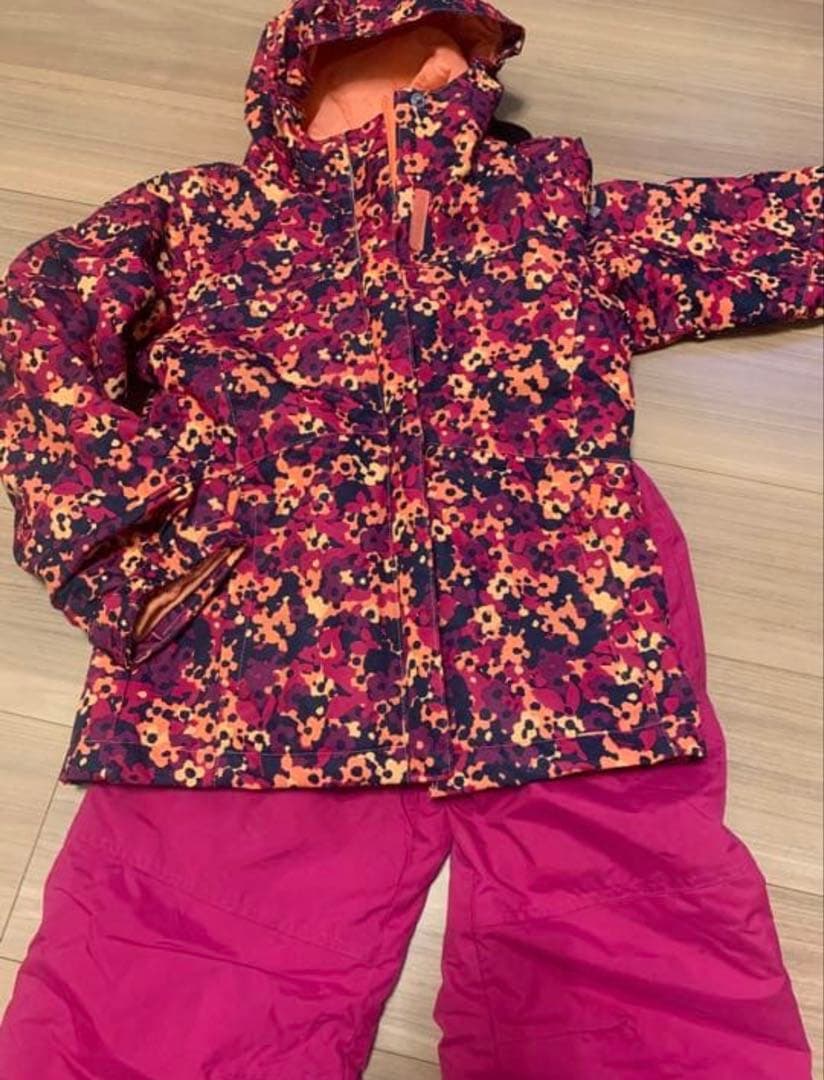 Columbiaスキーウェア 上下セット 130cm ピンク 花柄