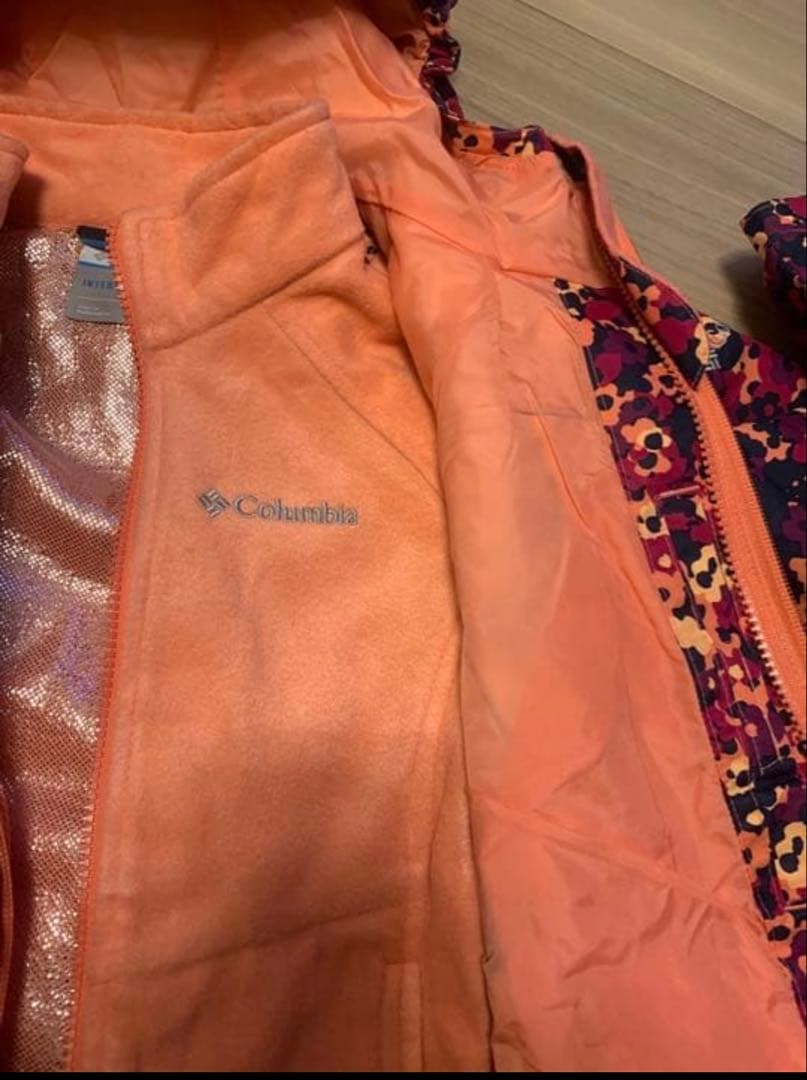 Columbiaスキーウェア 上下セット 130cm ピンク 花柄