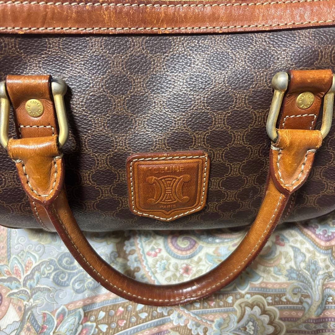 CELINE ブラウンレザードラムバッグ