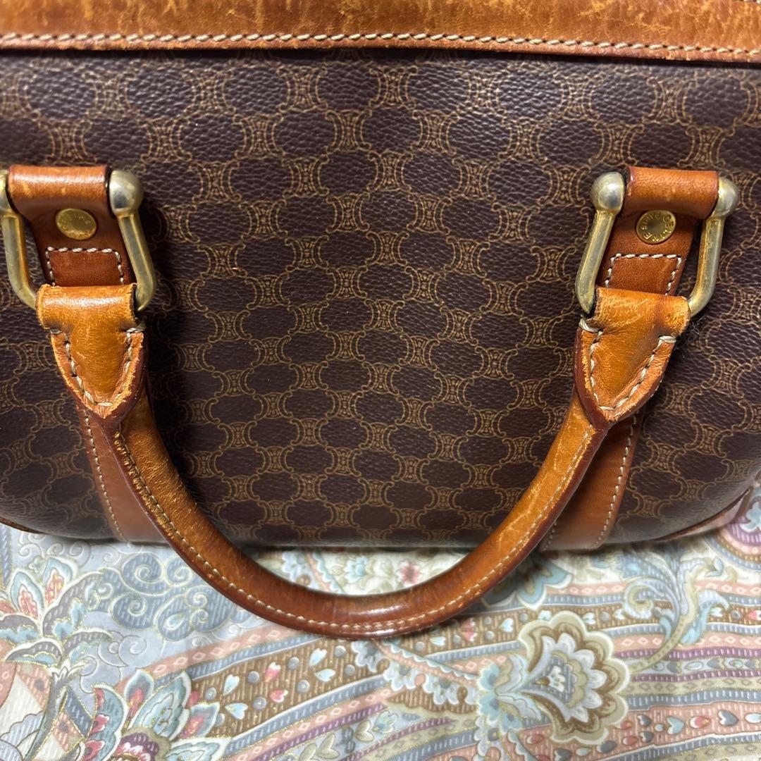 CELINE ブラウンレザードラムバッグ