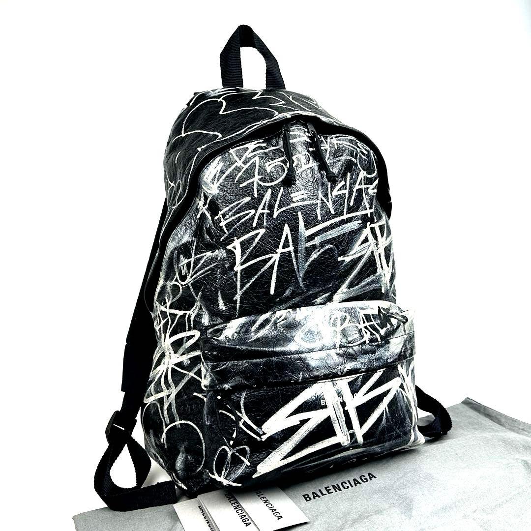 【美品】バレンシアガ　グラフィティ　エクスプローラー　バックパック　レザー　黒