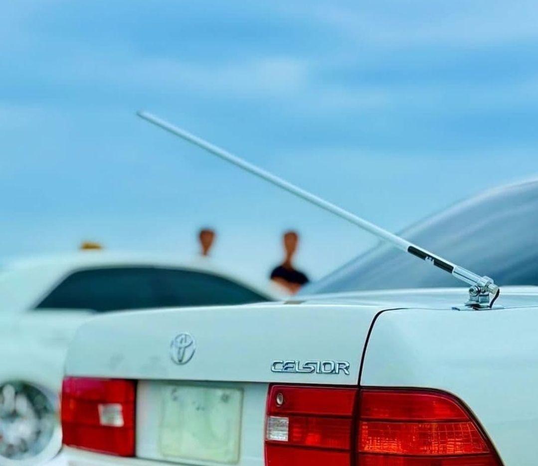 最新作！送料込！100cm VIPアンテナ 白　本物ジャンクションプロデュース