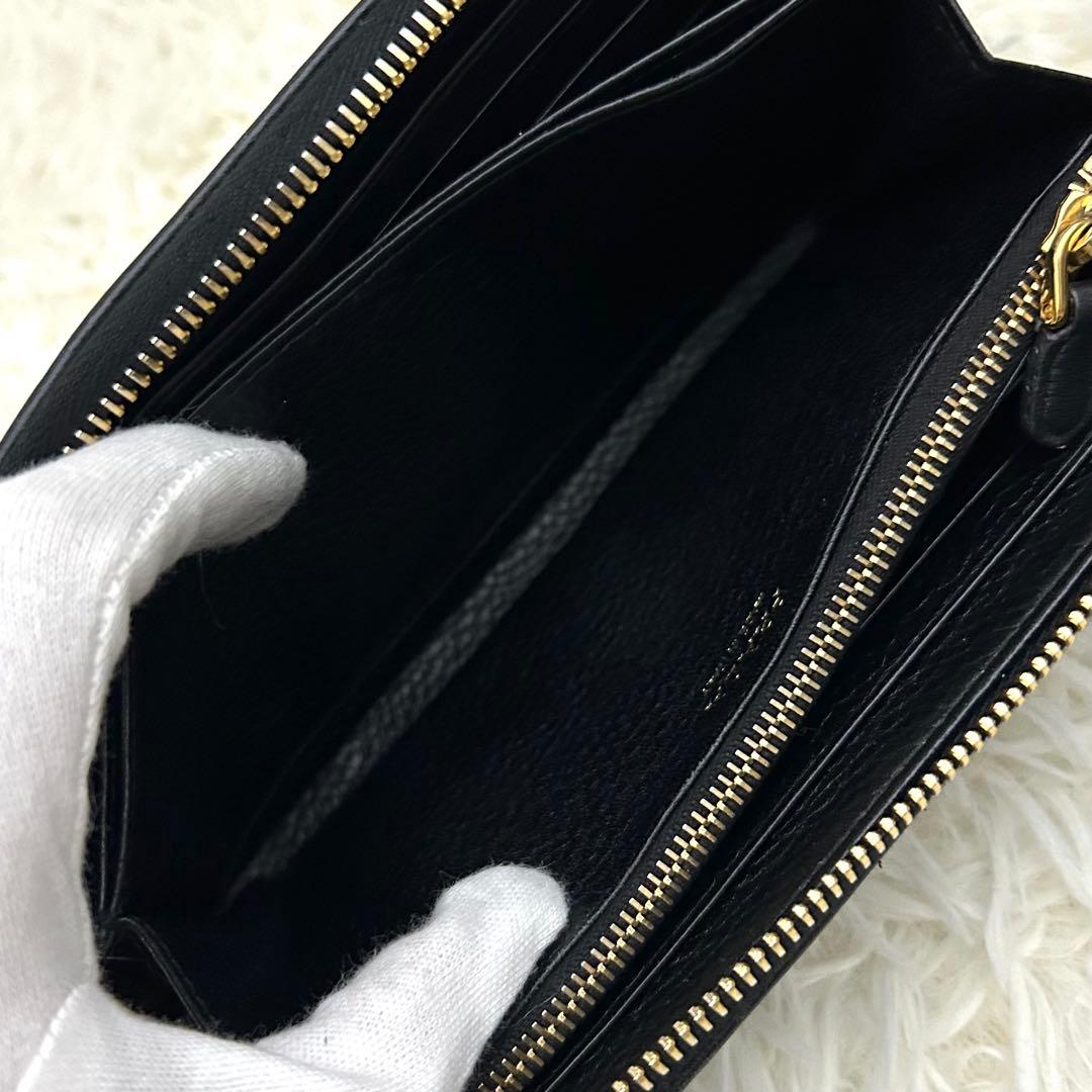 【極美品】PRADA ラウンドファスナー サフィアーノレザー 長財布 ブラック