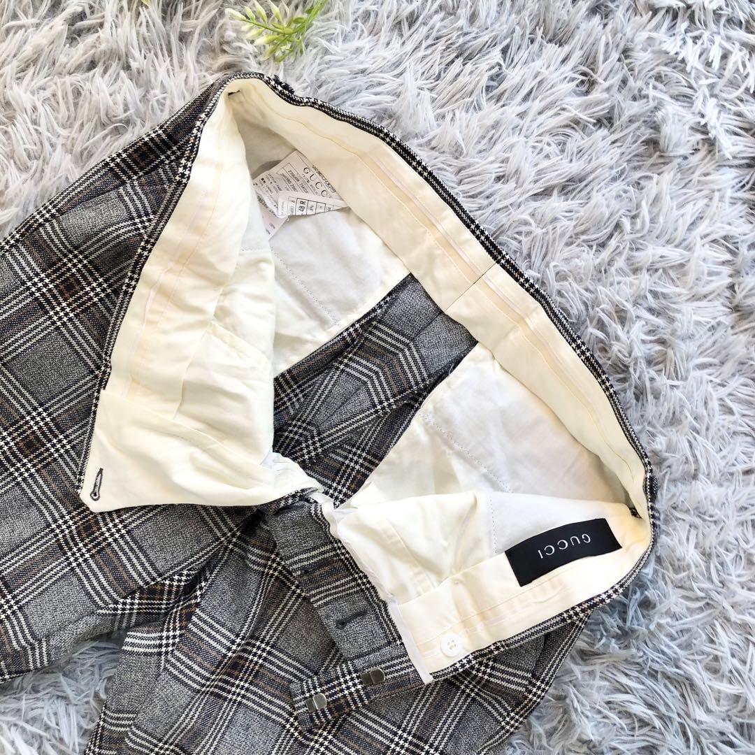 GUCCI メンズ セットアップ スーツ 48R M相当 チェック柄 美品上下付