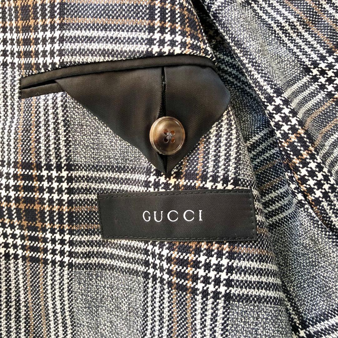 GUCCI メンズ セットアップ スーツ 48R M相当 チェック柄 美品上下付