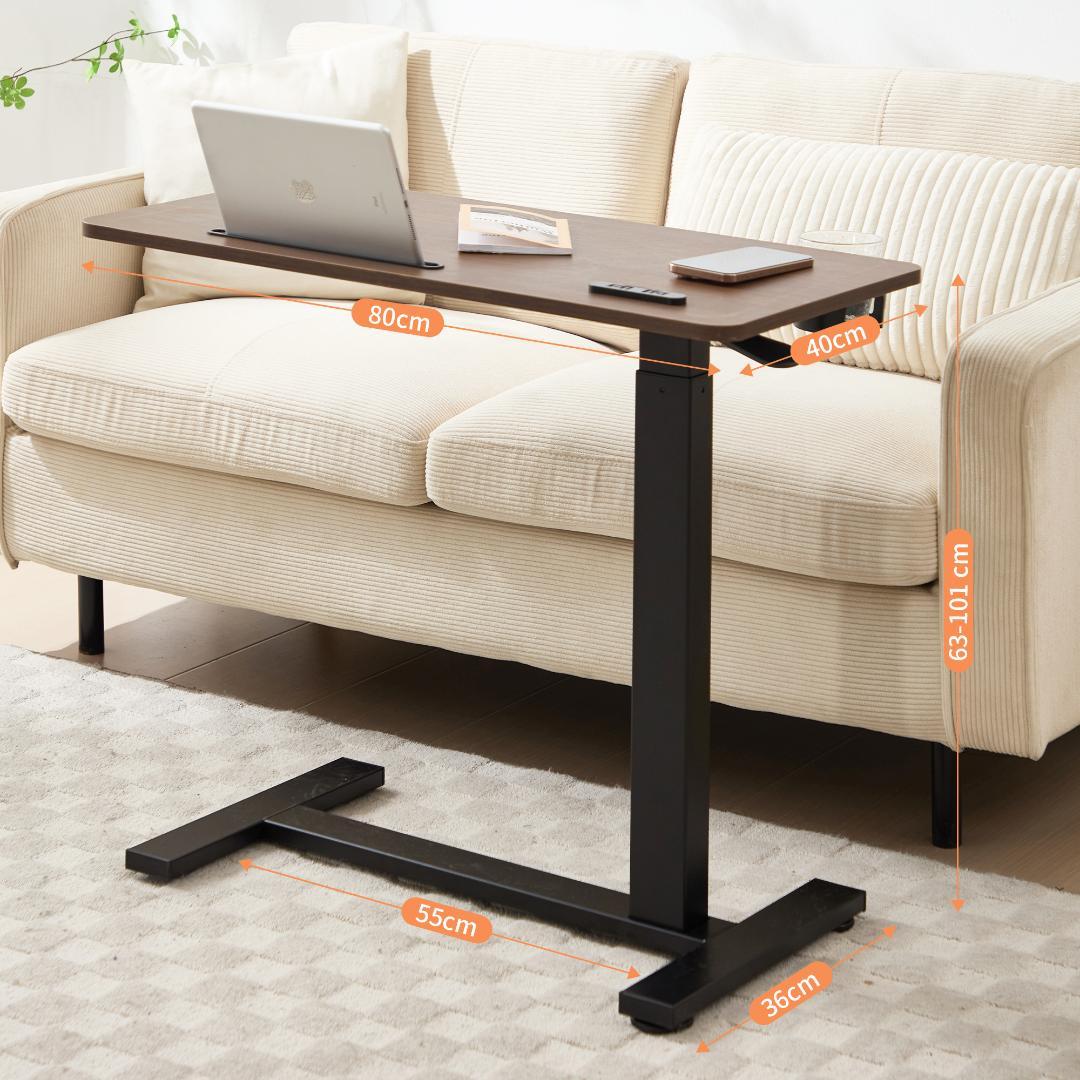 サイドテーブル キャスター付き 高さ調整 2口コンセント付き IPADホルダー付