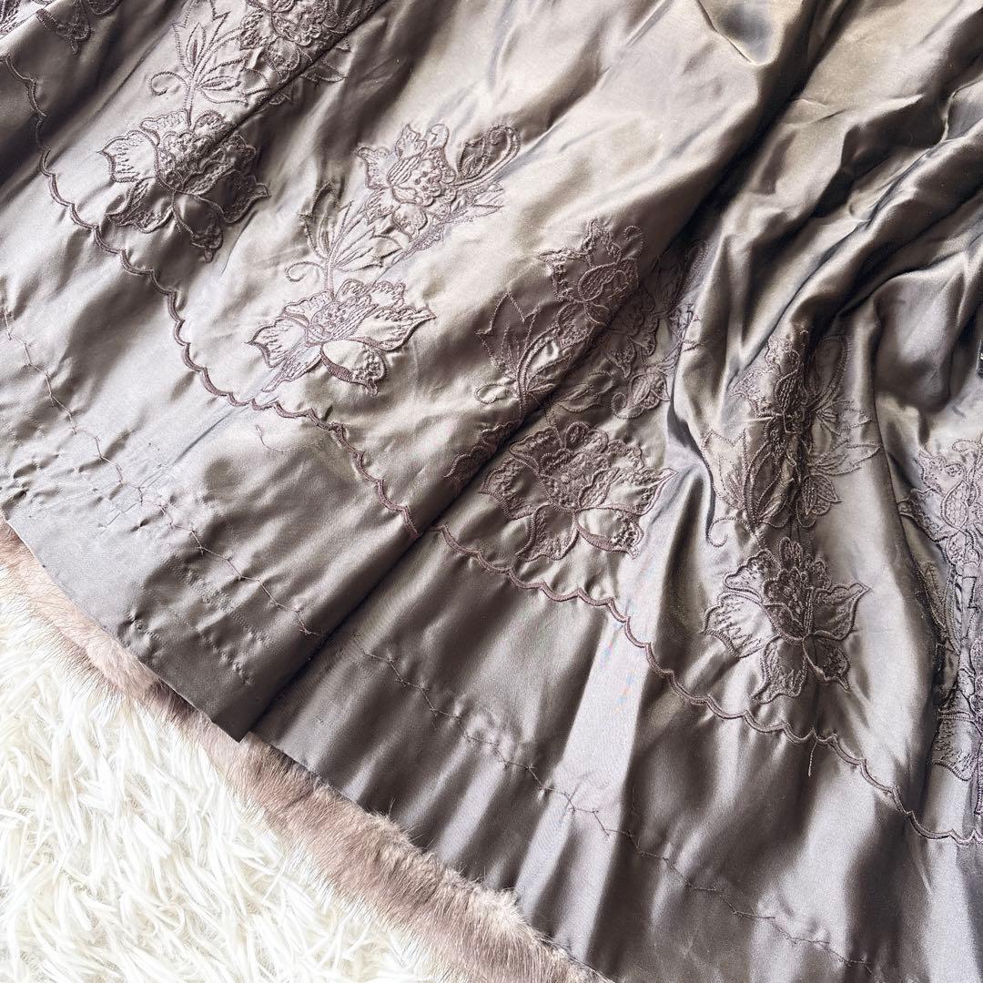 ☆美品☆アメリカンレジェンド ブルーアイリスミンク 毛皮 リアルファー 裏地花柄