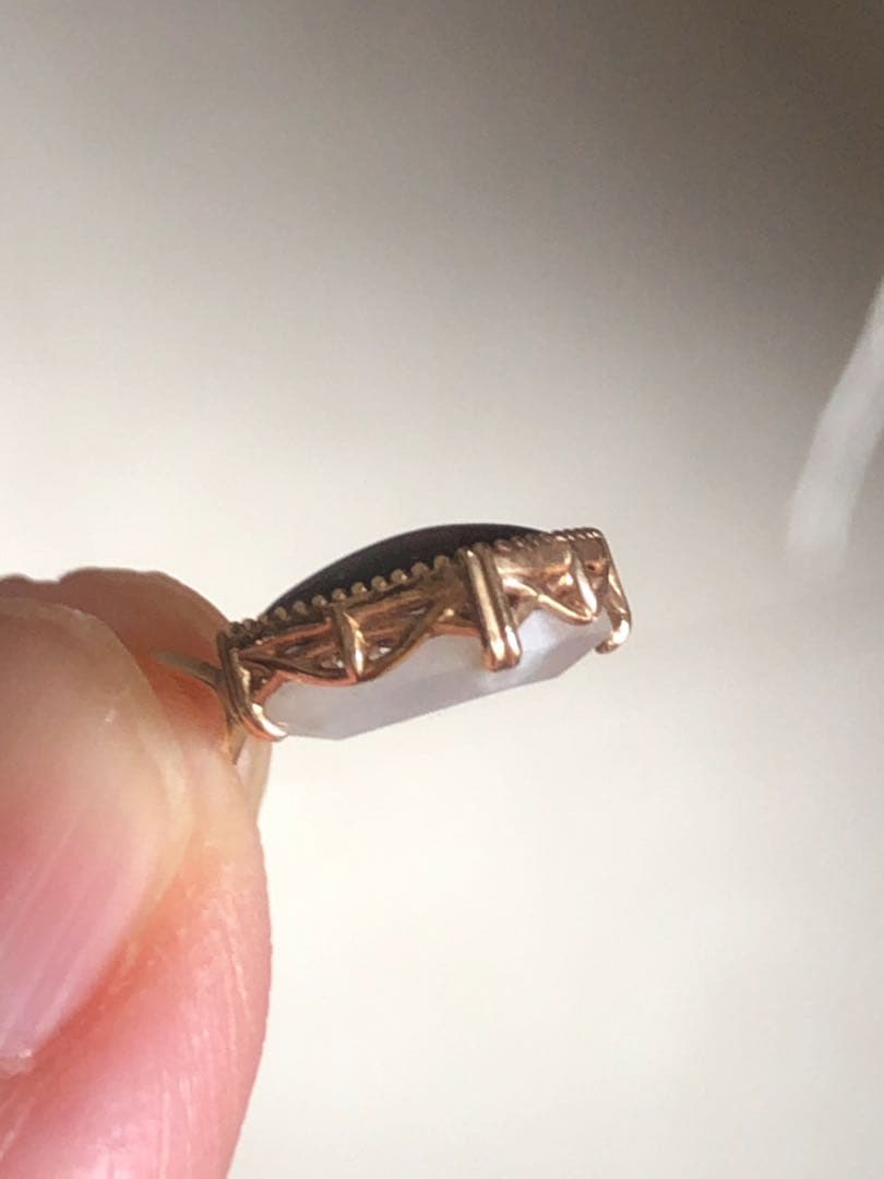 美品♡アガット K10 アンバー.ラブラドライト リバーシブルチャーム《証明書付