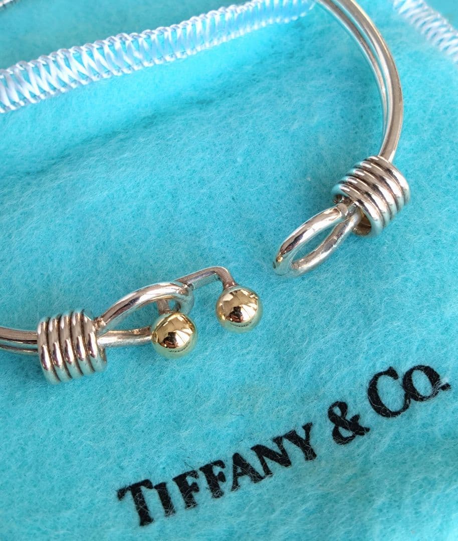 オールドティファニー TIFFANY&CO ダブルフック&アイ バングル コンビ