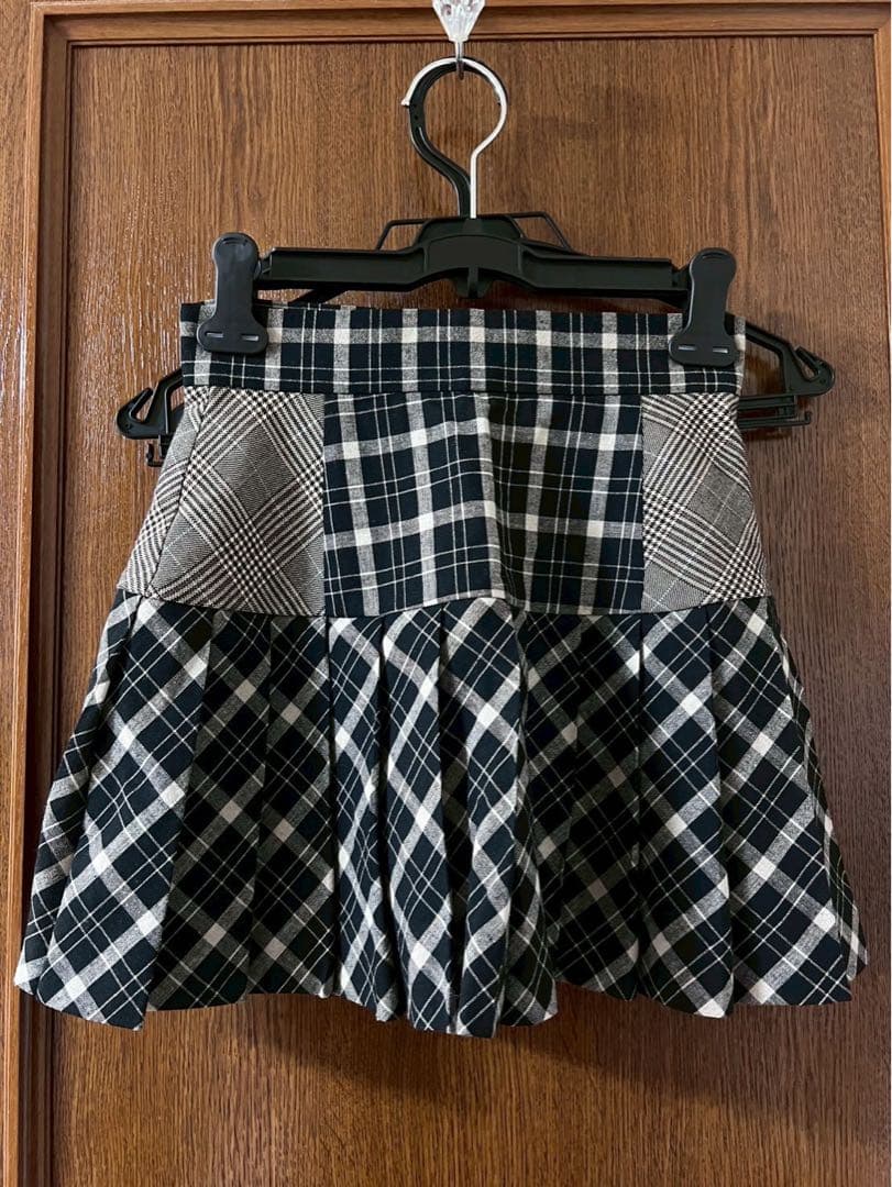 アンドマリー Coco check pleats skirt ブラック
