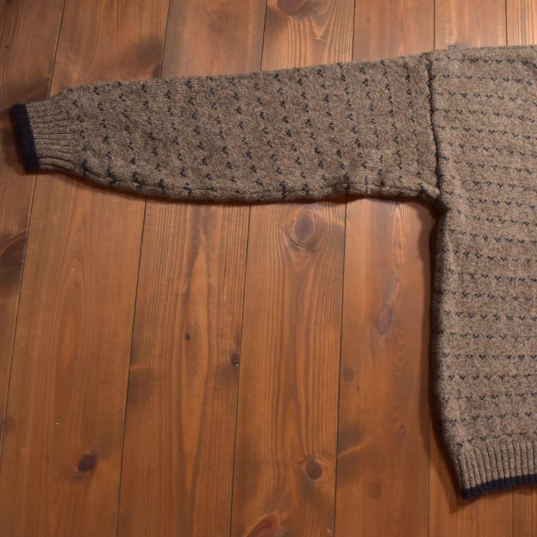 Woolrich バーズアイニットセーター クルーネック ブラウン