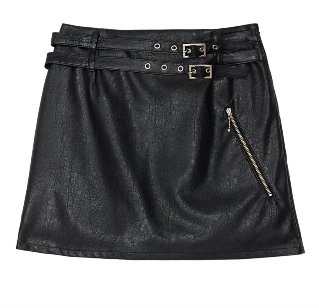 スカート AMERI SYNTHETIC LEATHER MINI SKIRT
