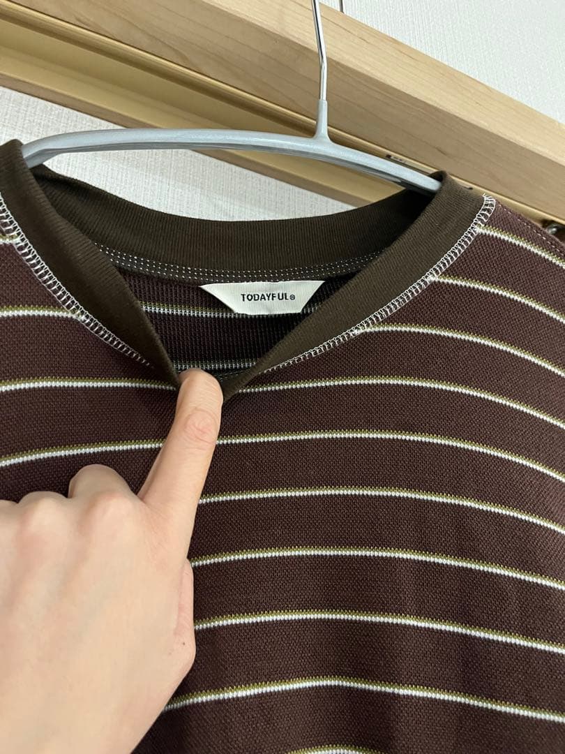 Border Long T-shirts チョコ