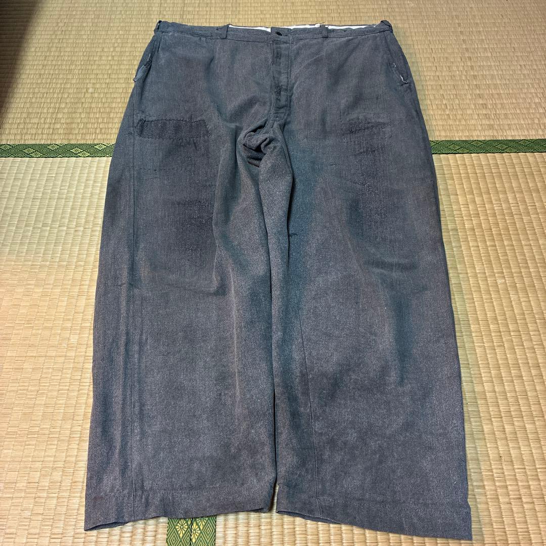 40s 50s vintage ブラックシャンブレー スラックス ワークパンツ