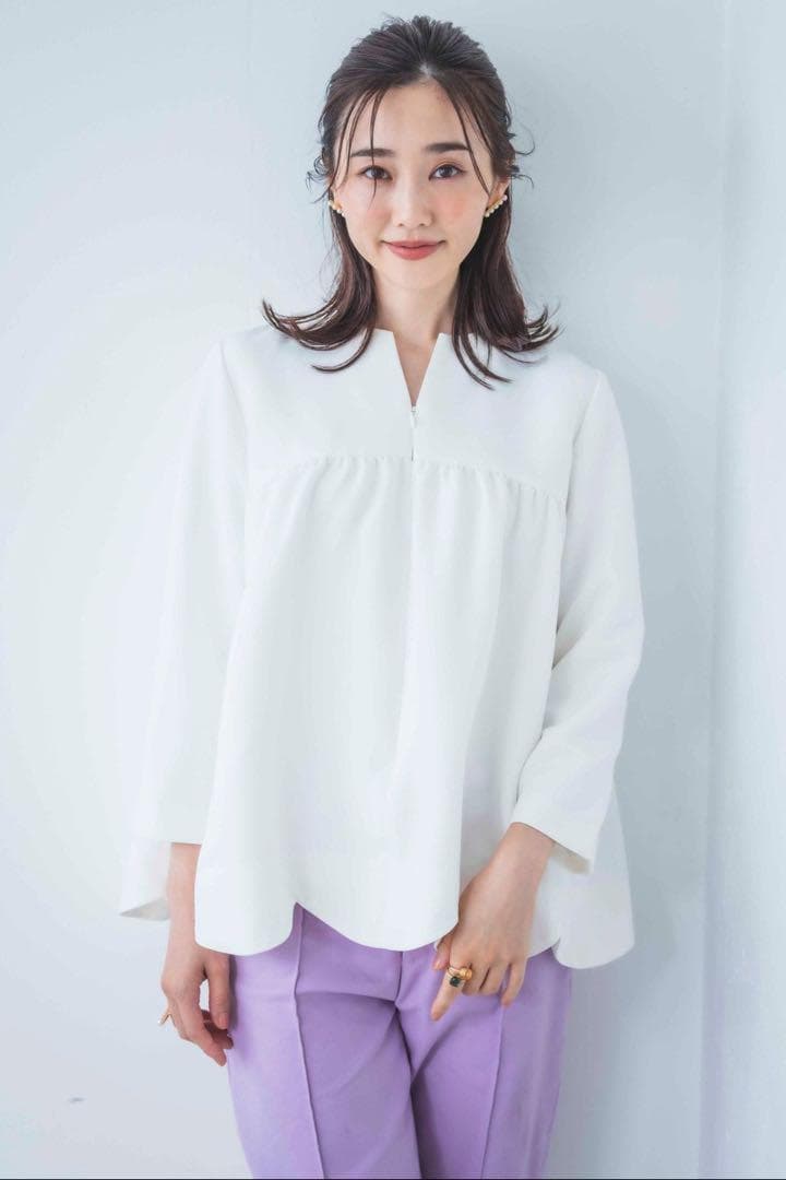 新品 ビンナミ トップス 授乳 ペプラム ブラウス フロントファスナー M