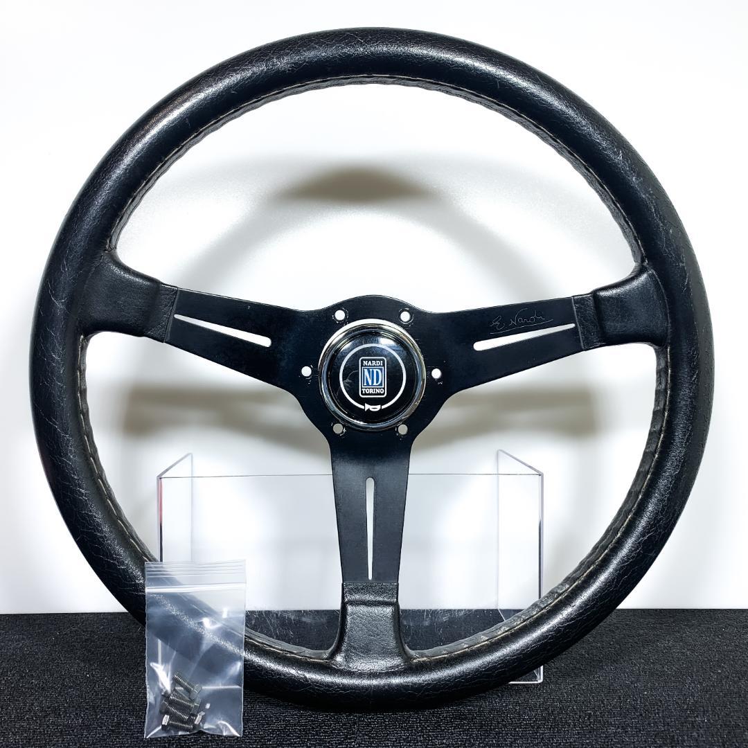 希少 オールド ナルディ クラシック レザーステアリング 新品ホーンボタンネジ付