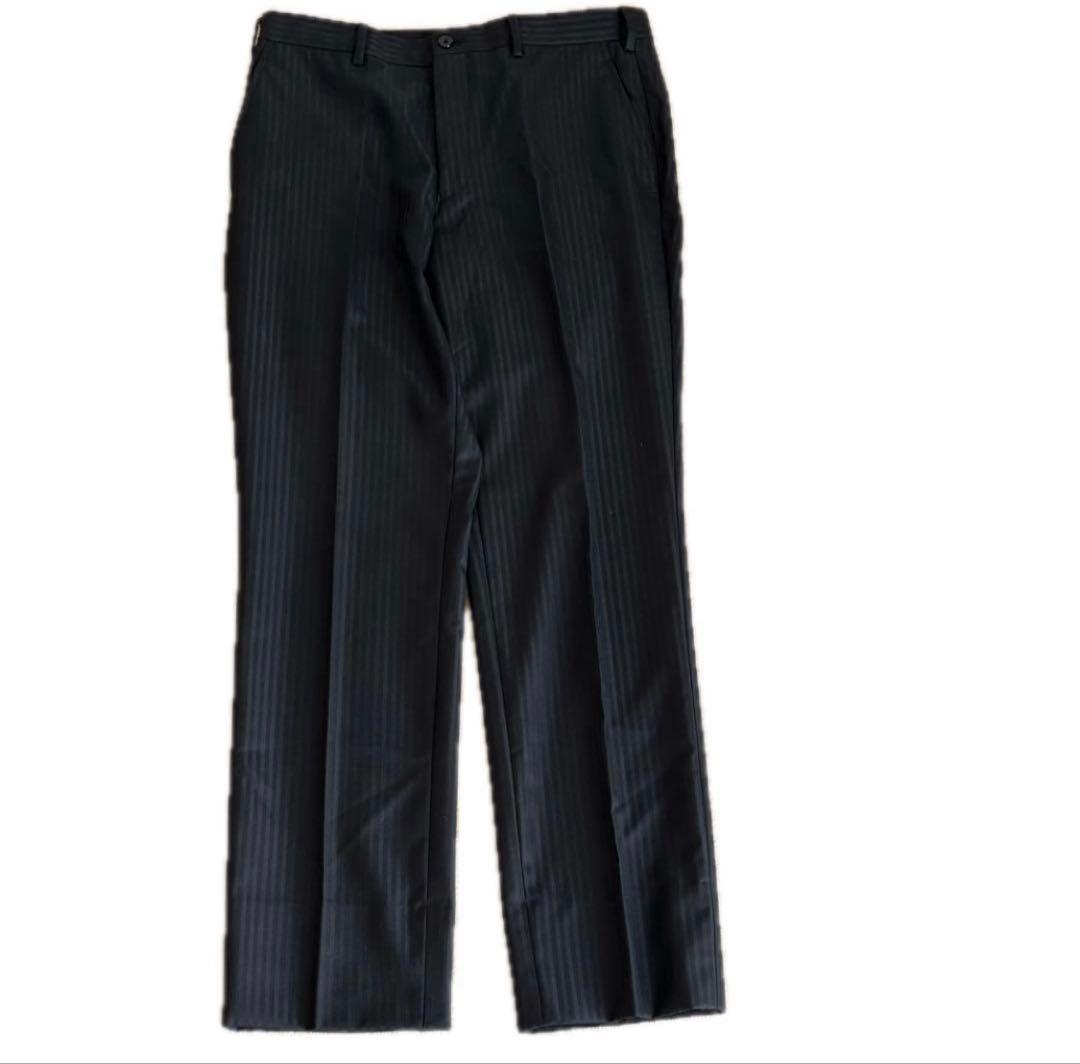 【極美品・現行】タケオキクチ スーツ 黒 L ストライプ シャイニーヘリンボン