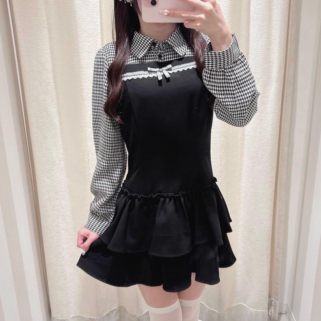 evelyn ティアードミニOP 長袖 ブラック