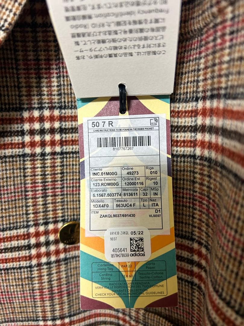 ゴールド GUCCI adidas テーラードジャケット タグ付未使用品