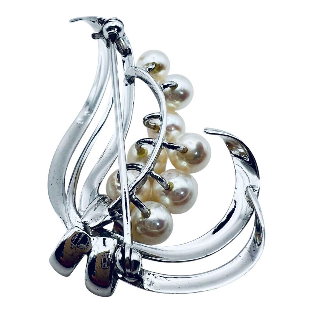 超美品　ミキモト　アコヤパール　8粒　6mm-5mm シルバーブローチ M刻印