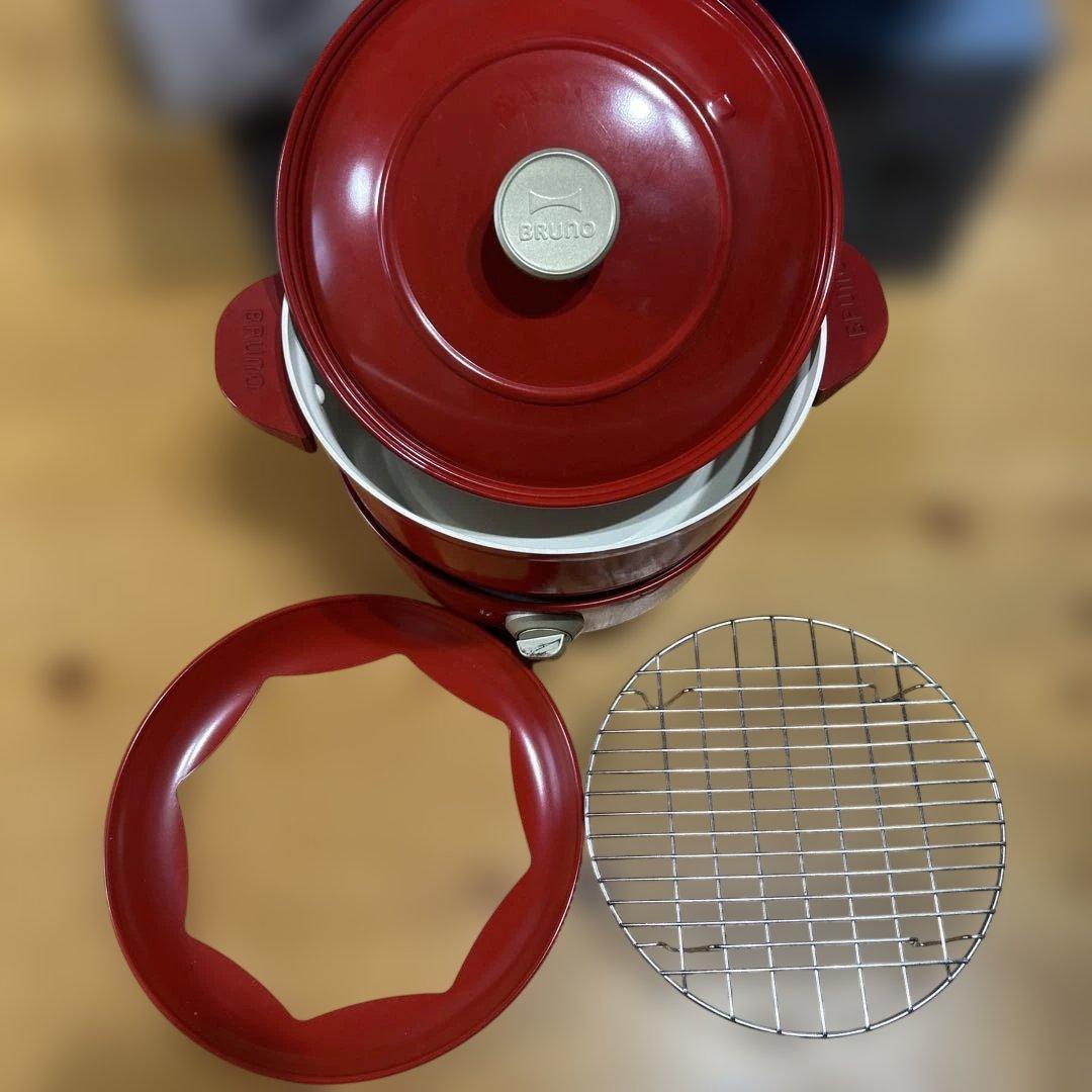 BRUNO ホットプレート ネイビー グリルポット　レッド　セット品