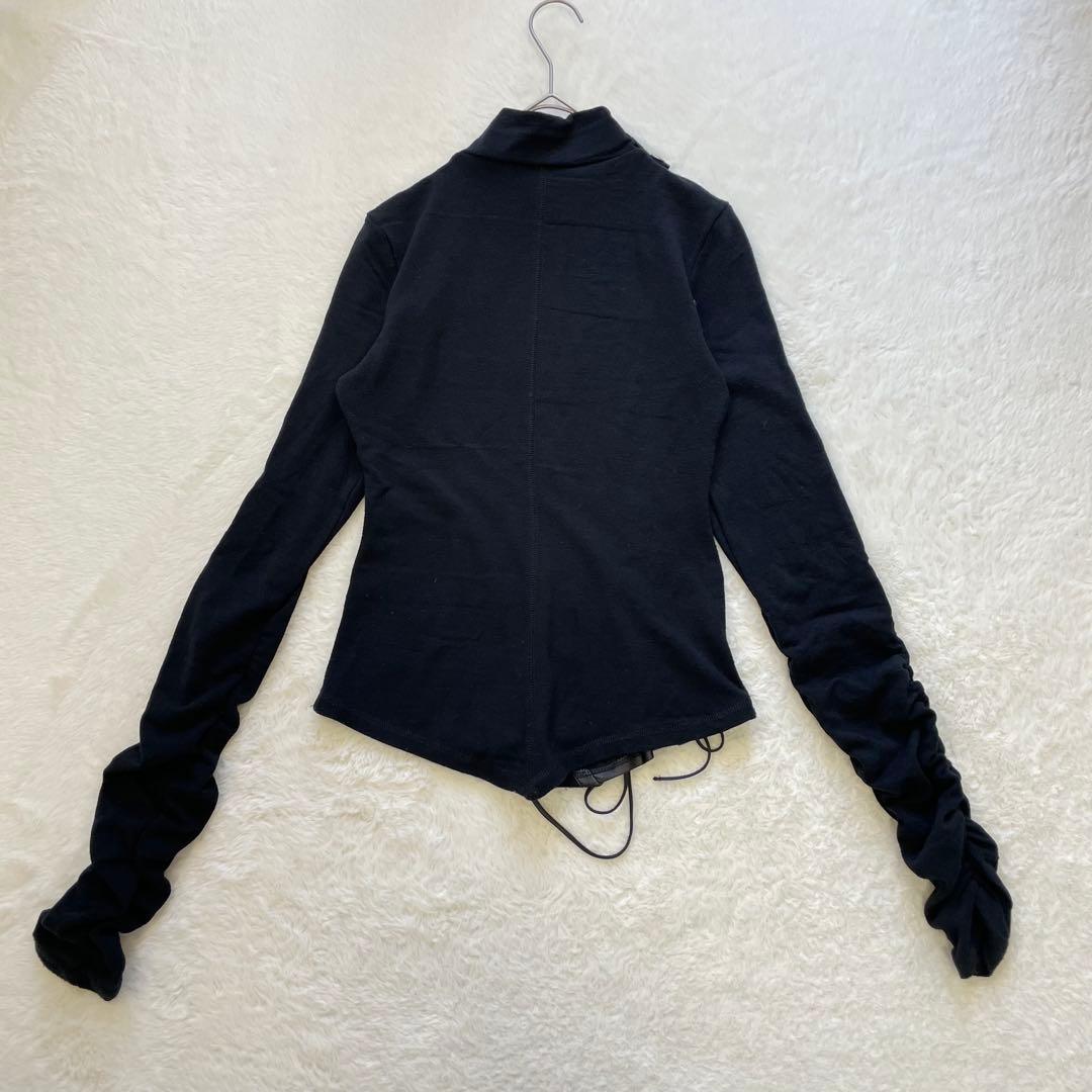 OZZ ON HIKOZOH レースアップ 刺繍 長袖トップス 黒