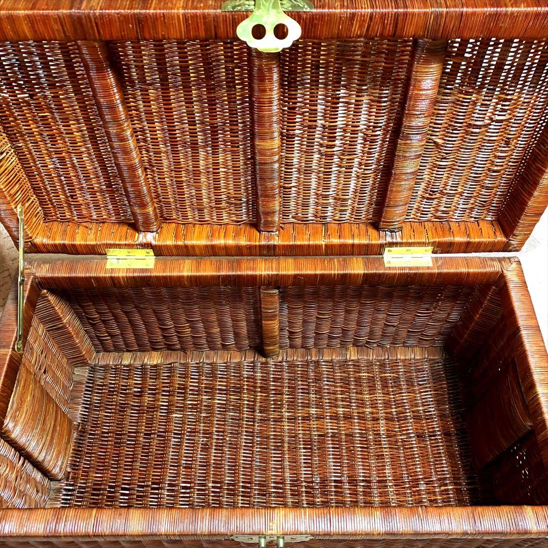 NY/アンティーク籐編・大型衣裳ケース
