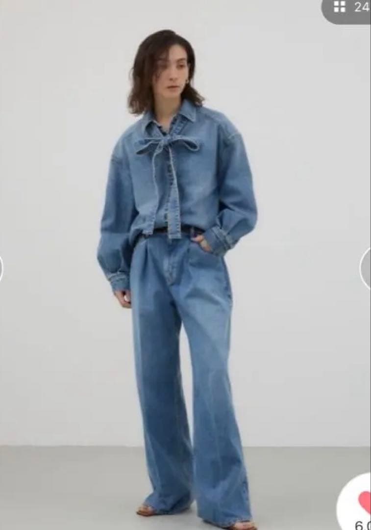 ボウタイデニムリボンシャツ