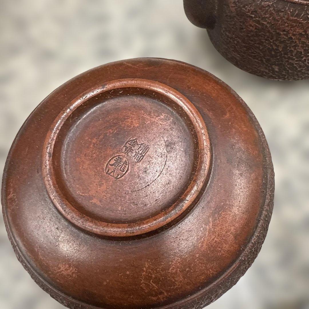 は*ま様 赤褐色 陶器製急須と茶碗セット 備前焼 骨董品 急須 昭和レトロ 小物