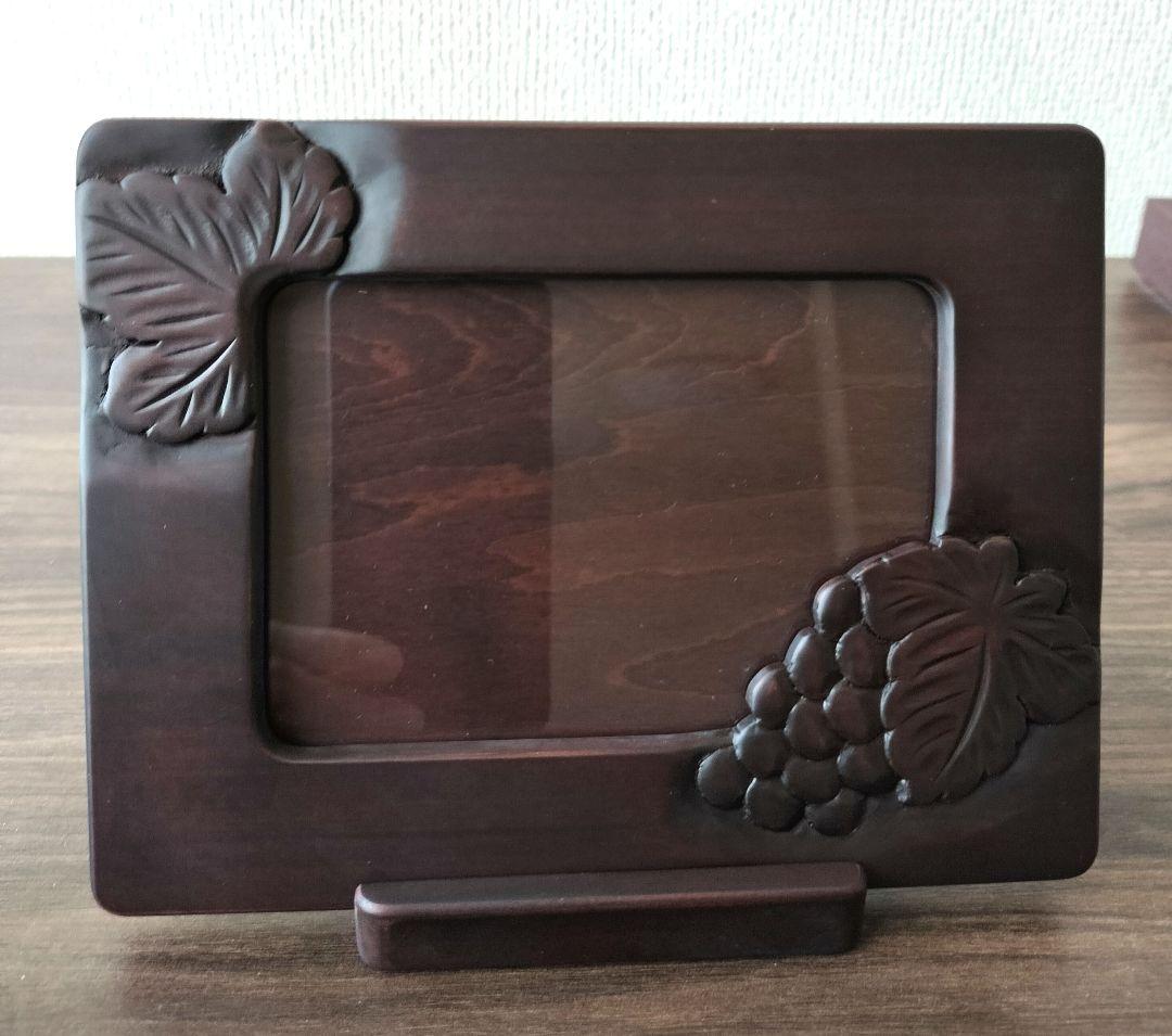 軽井沢彫　写真立て　葡萄（L版）軽井沢彫家具工房　ICCHODO