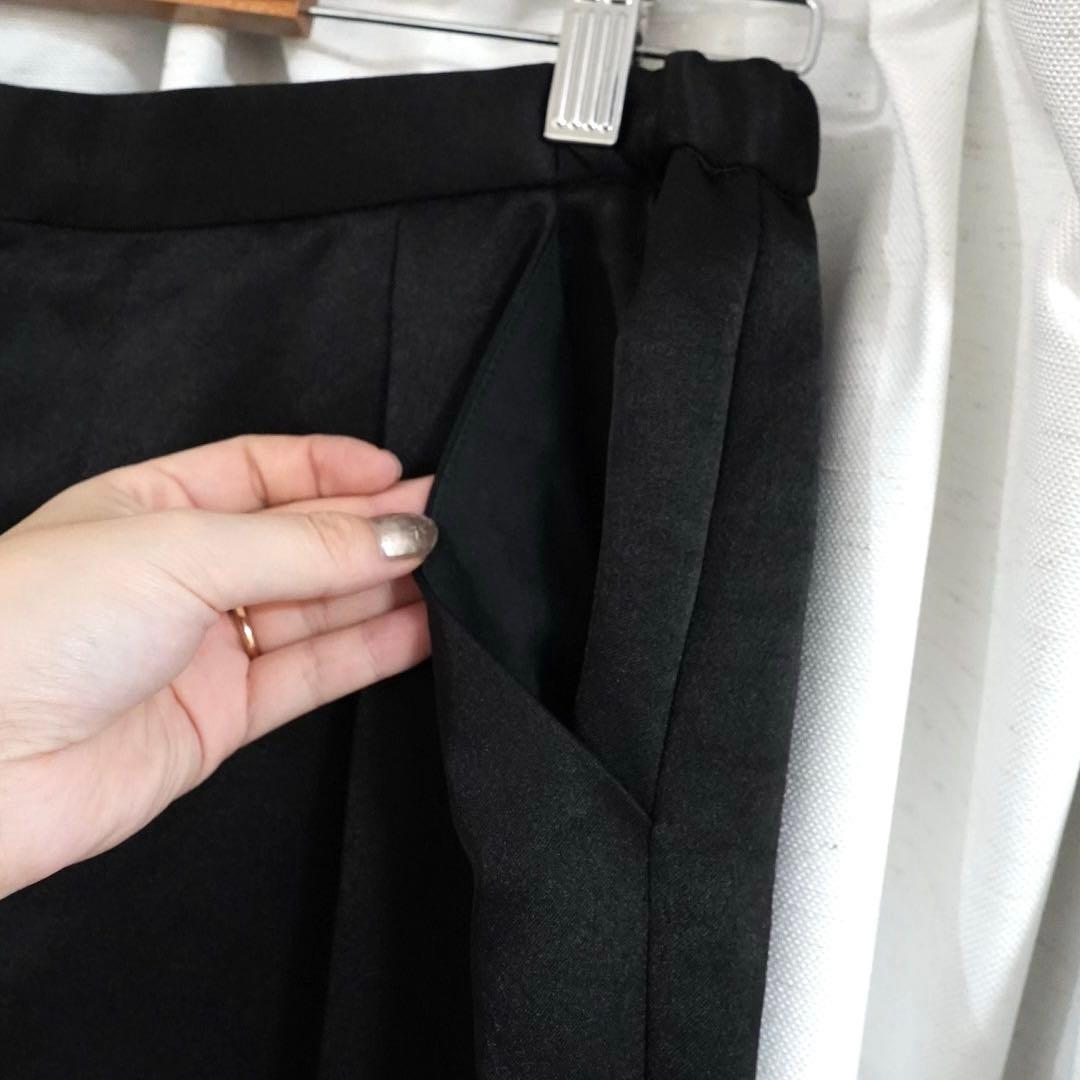 カレンソロジー curensology ダブルサテンタックパンツ 黒