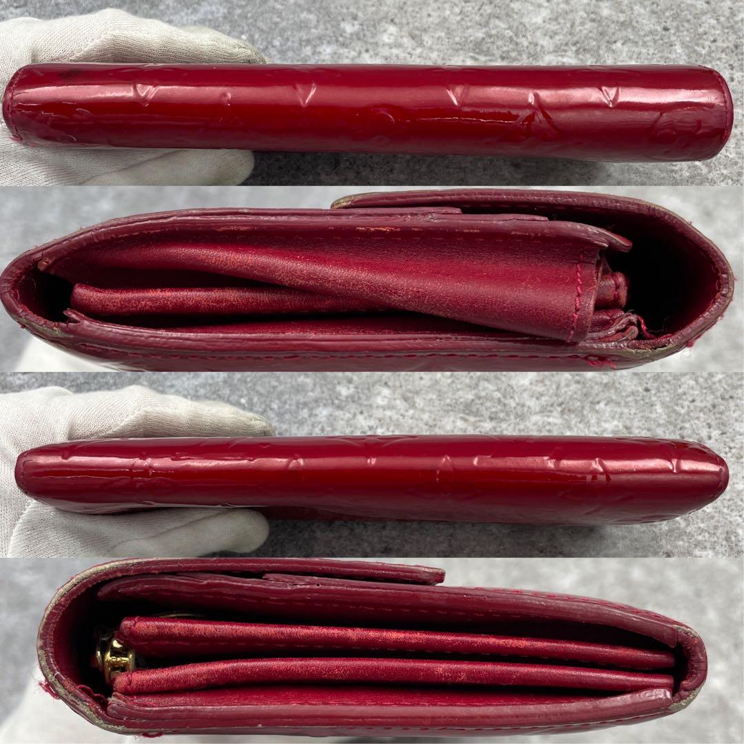 【微美品】LOUIS VUITTON ルイヴィトン　長財布　ヴェルニ　赤　レザー