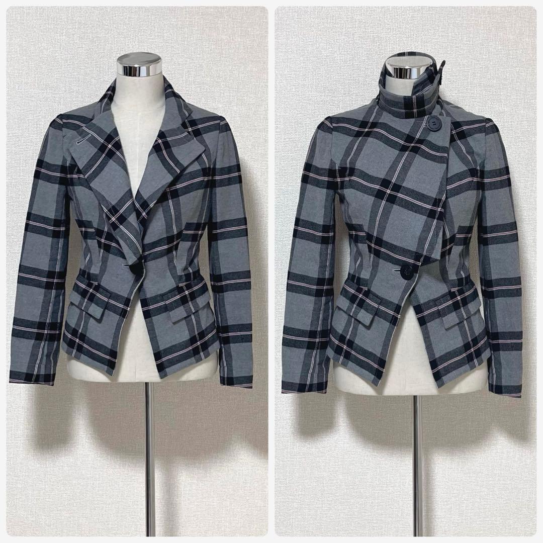 【美品】ヴィヴィアンウエストウッド　変形テーラード ジャケット　チェック柄　ロゴ