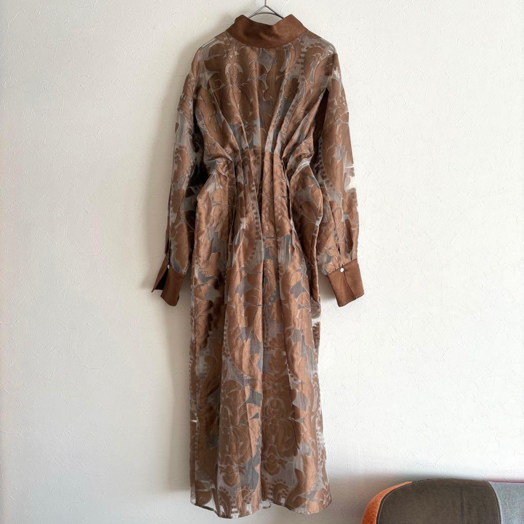 美品 AMERI UND SHEER JACQUARD TUCK DRESS