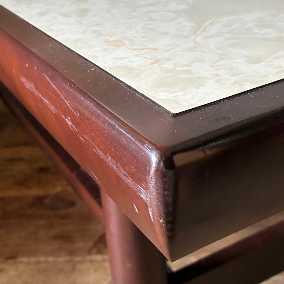 オールドカリモク ヴィンテージ センターテーブル マーブル ラタン レトロ