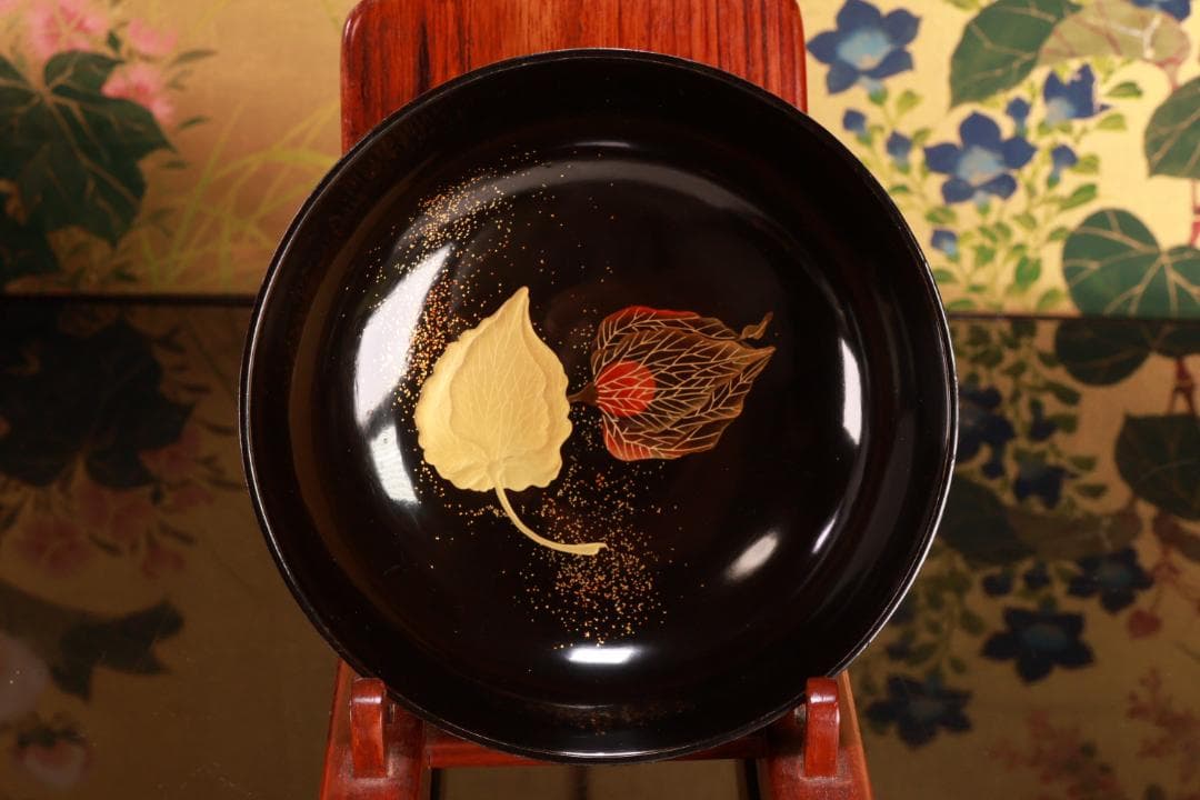 turu　BJ023 時代輪島塗　鬼灯図金蒔絵　吸物椀　八客　木製